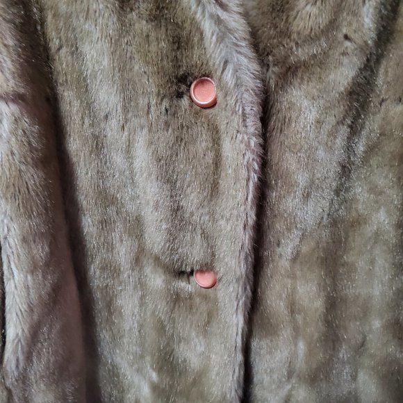 Dubrowsky & Joseph Tissavel France Light Brown Faux Button Up Fur Coat - Picture 3 of 9